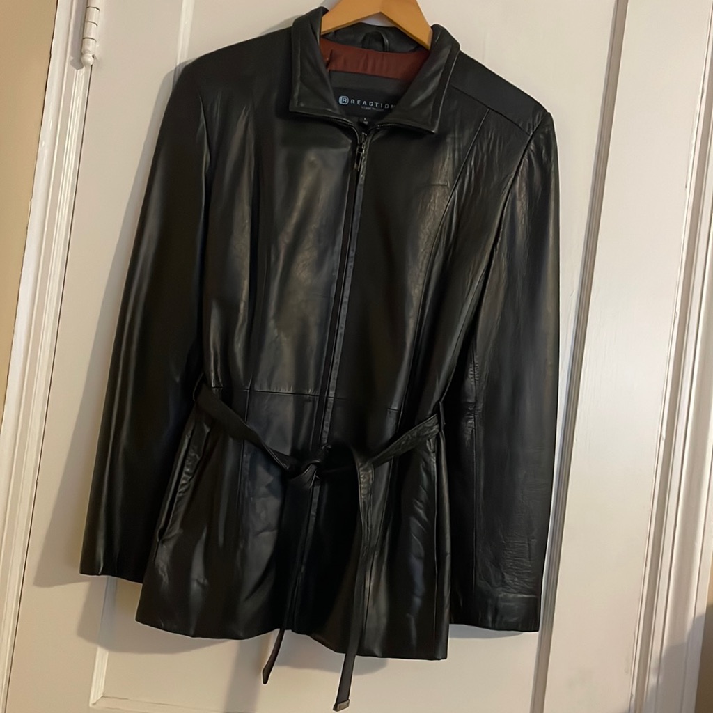 Kenneth Cole Belted Leather Jacket